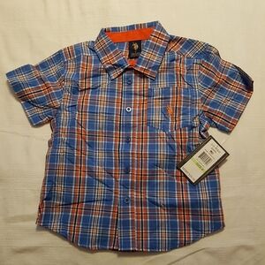 U.S. Polo Assn. boys size 4 short sleeve plaid button up shirt, New